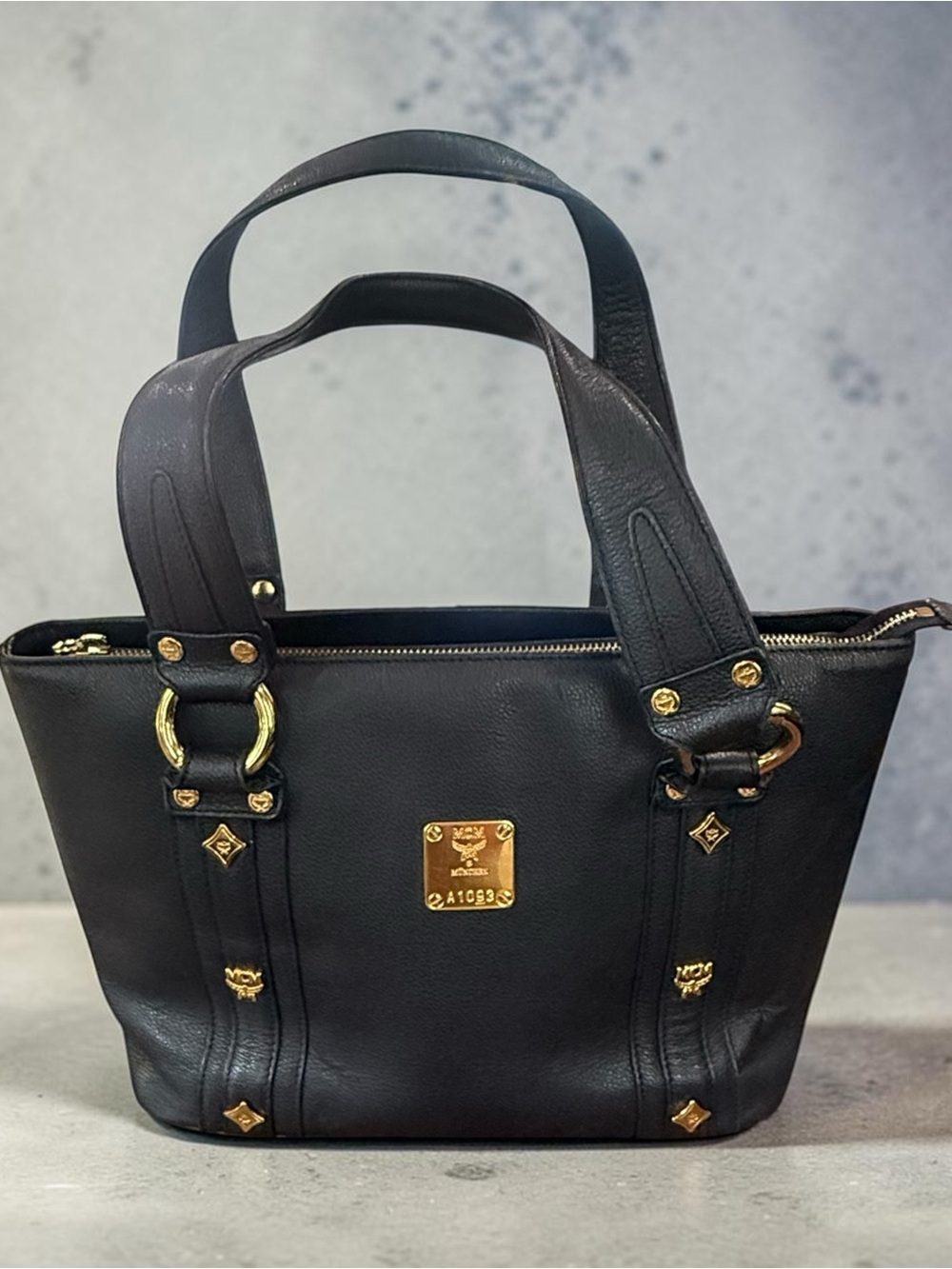 MCM Black Leather Tote with Gold Hardware - Picture 7 of 13